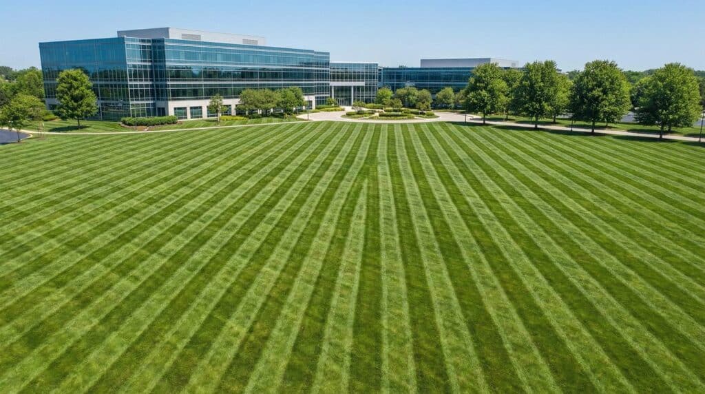 Commercial lawn striping and mowing maintenance