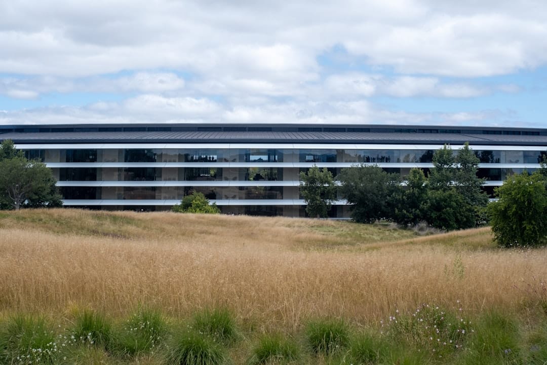 Commercial property with professional landscaping and green lawn